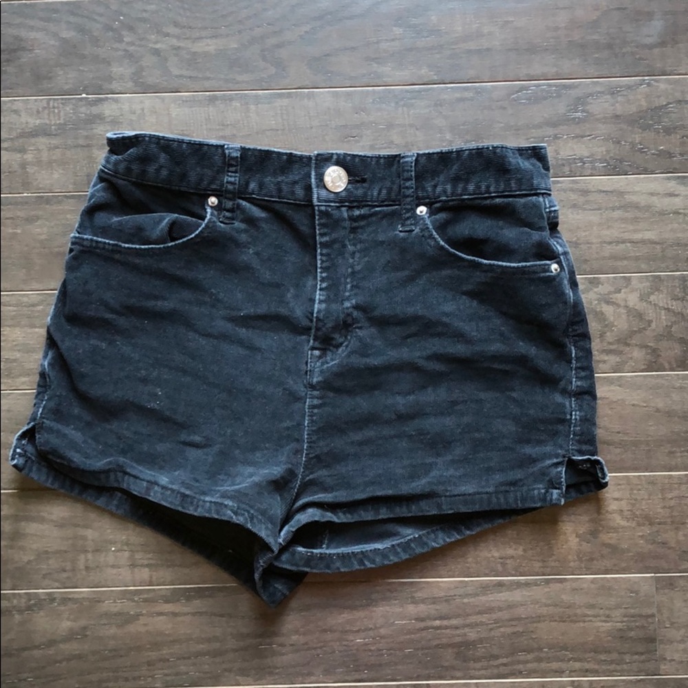 Black Corduroy High-Waisted Shorts